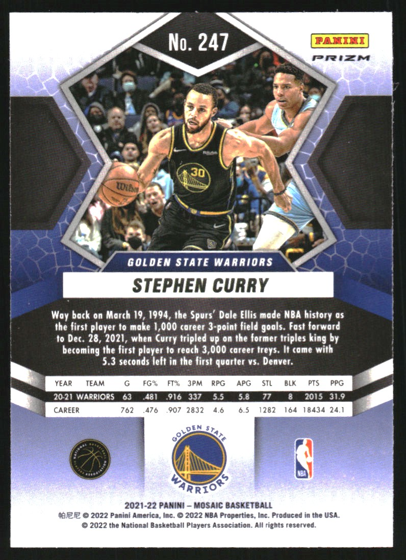 2021-22 Panini Mosaic Mosaic #247 Stephen Curry NP