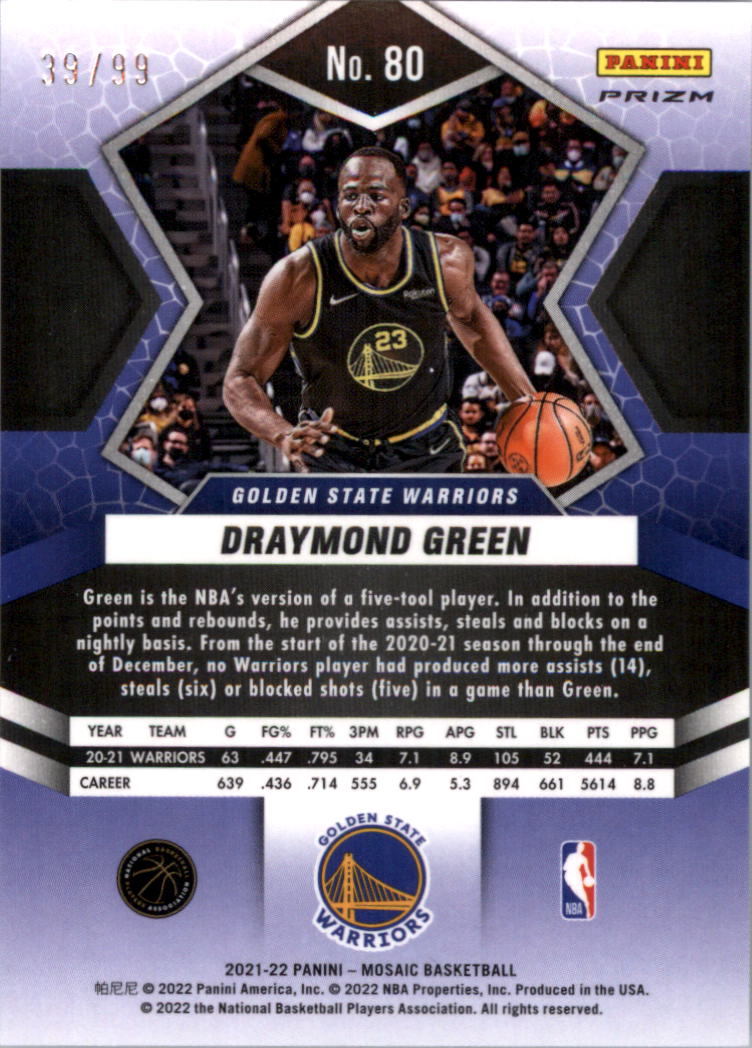 2021-22 Panini Mosaic Mosaic Blue #80 Draymond Green - /99 - NM-MT