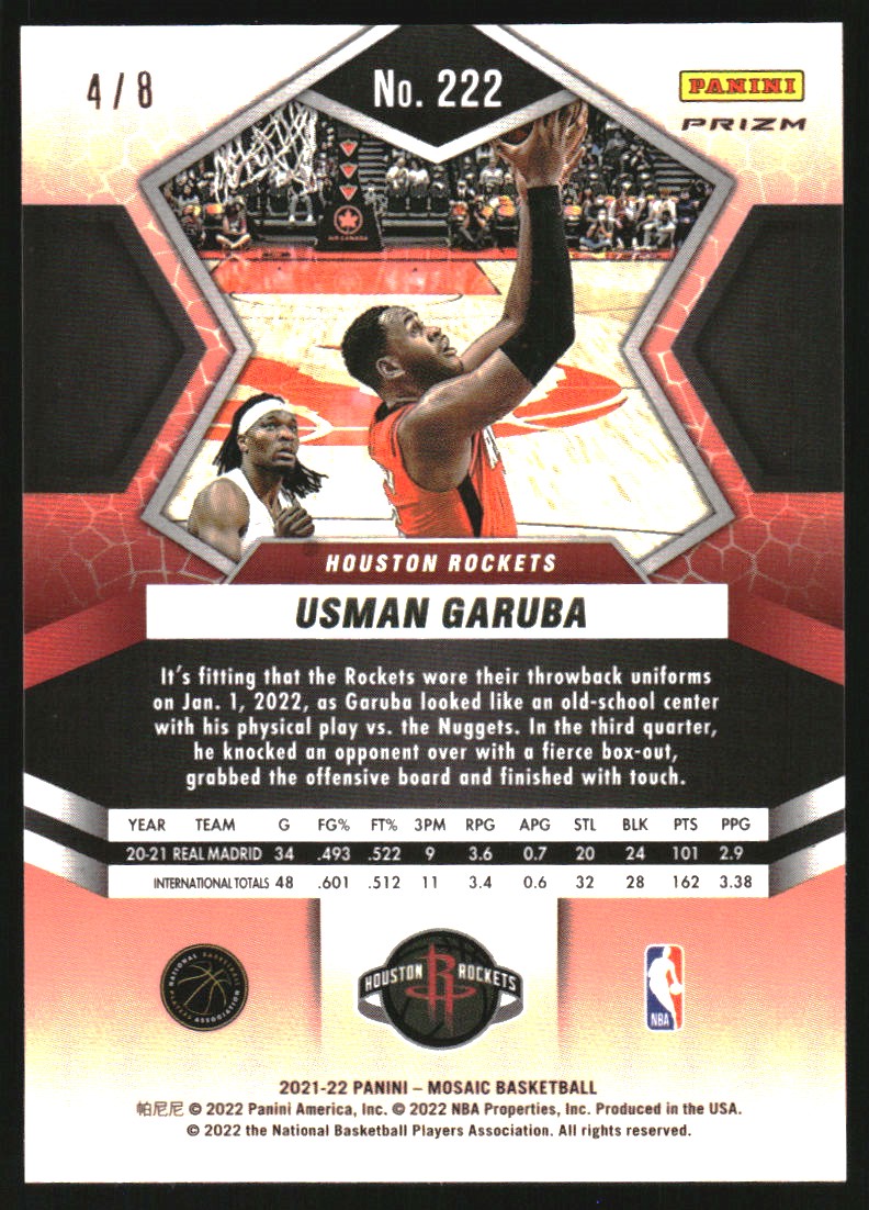 2021-22 Panini Mosaic Mosaic Choice Black Gold #222 Usman Garuba