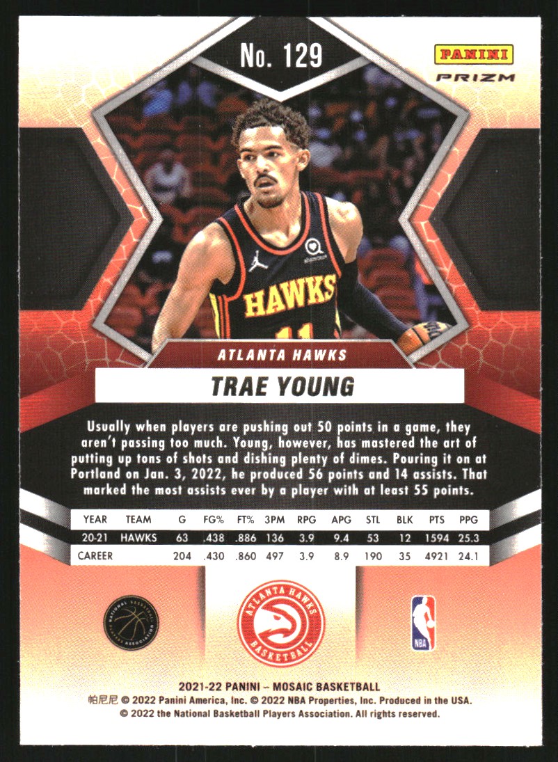 2021-22 Panini Mosaic Mosaic Fast Break Silver #129 Trae Young