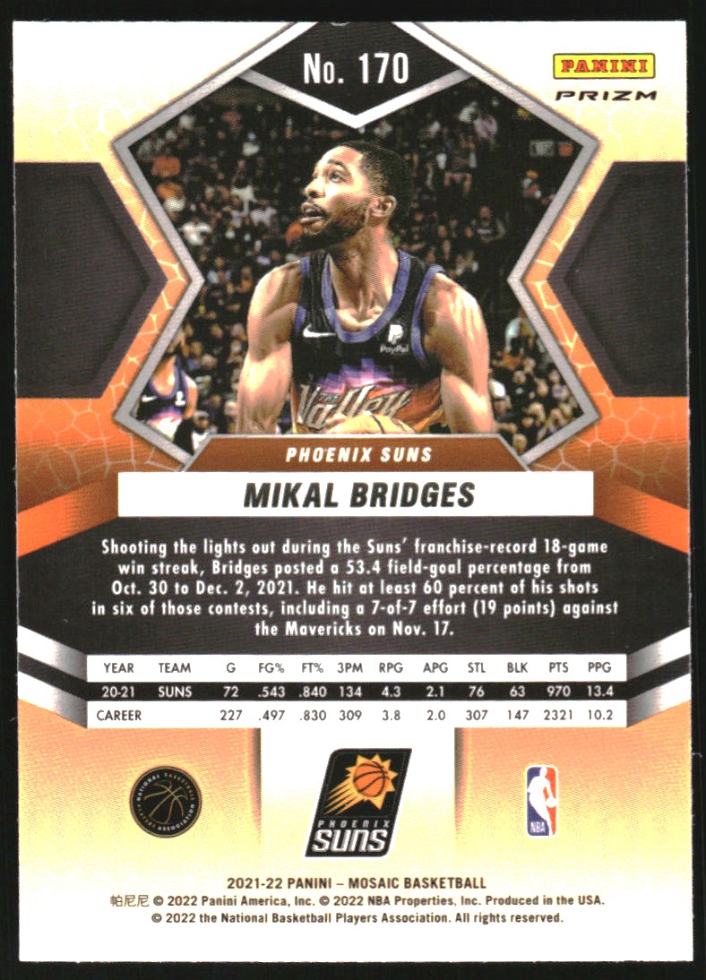 2021-22 Panini Mosaic Mosaic Fast Break Silver #170 Mikal Bridges