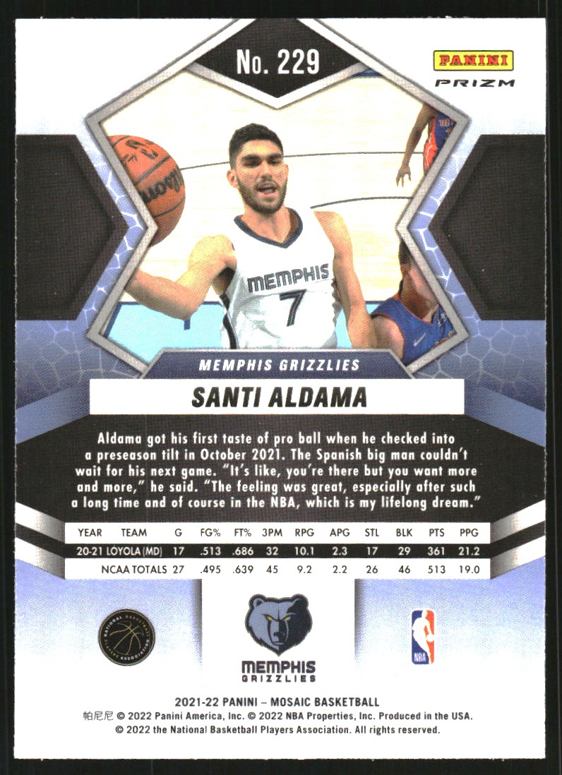 2021-22 Panini Mosaic Mosaic Fast Break Silver #229 Santi Aldama
