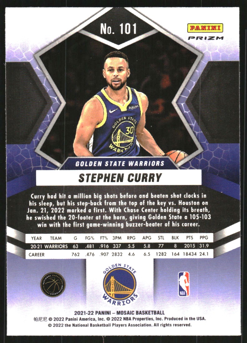 2021-22 Panini Mosaic Mosaic Green #101 Stephen Curry