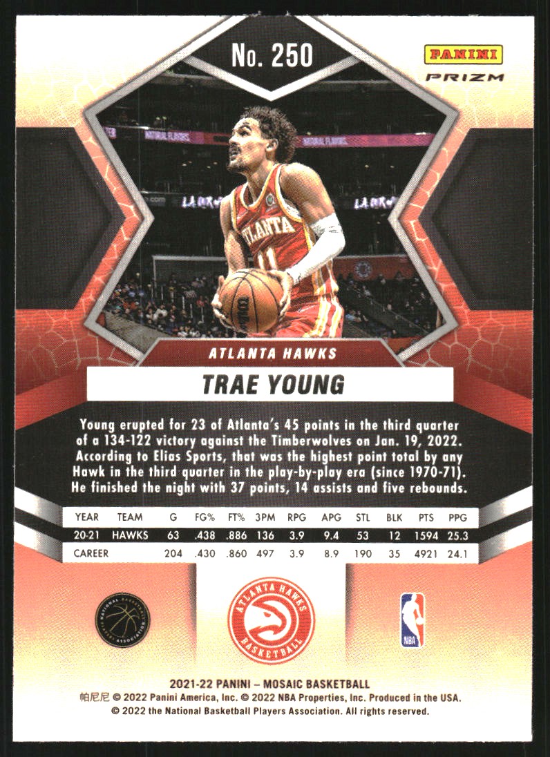 2021-22 Panini Mosaic Mosaic Green #250 Trae Young NP