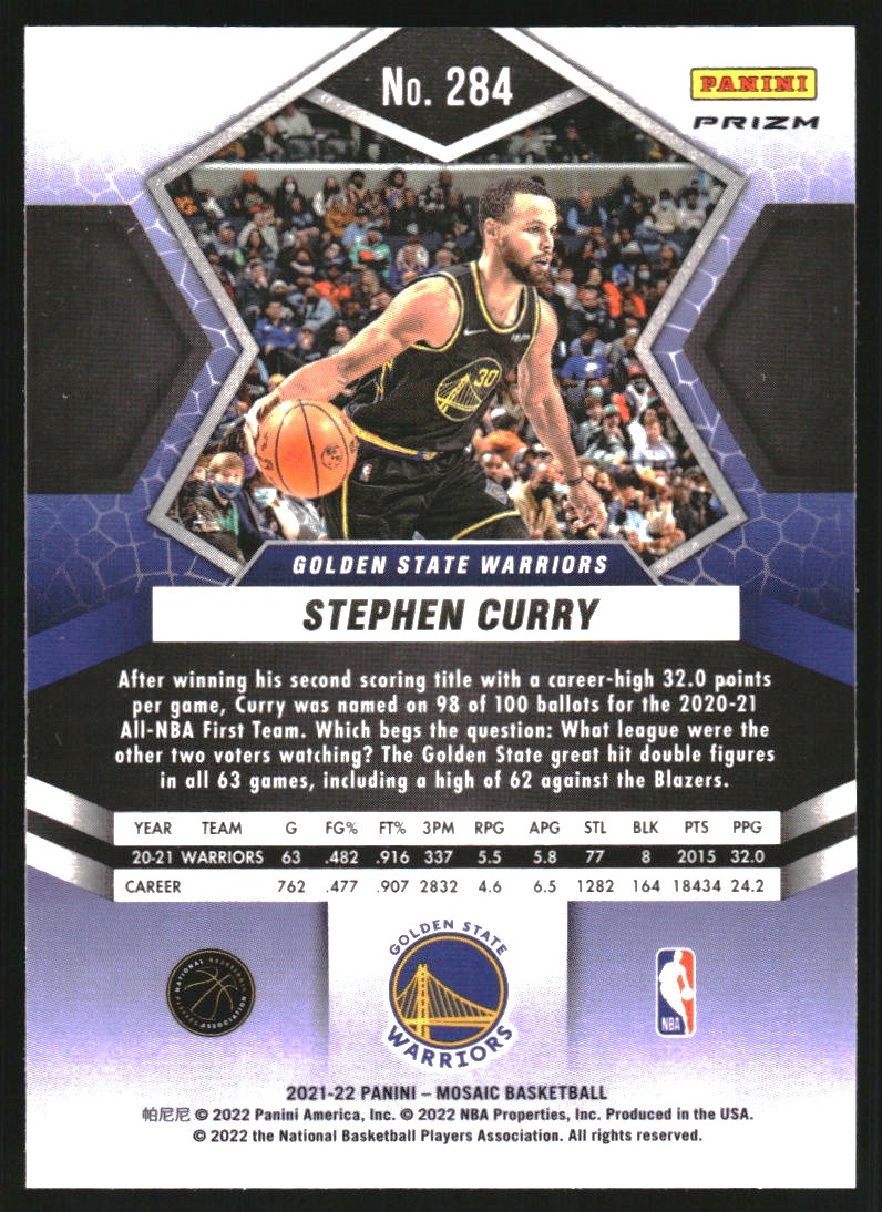 2021-22 Panini Mosaic Mosaic Green #284 Stephen Curry ALL