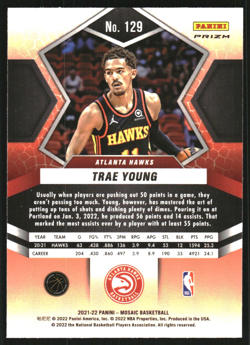 2021-22 Panini Mosaic Mosaic Red #129 Trae Young