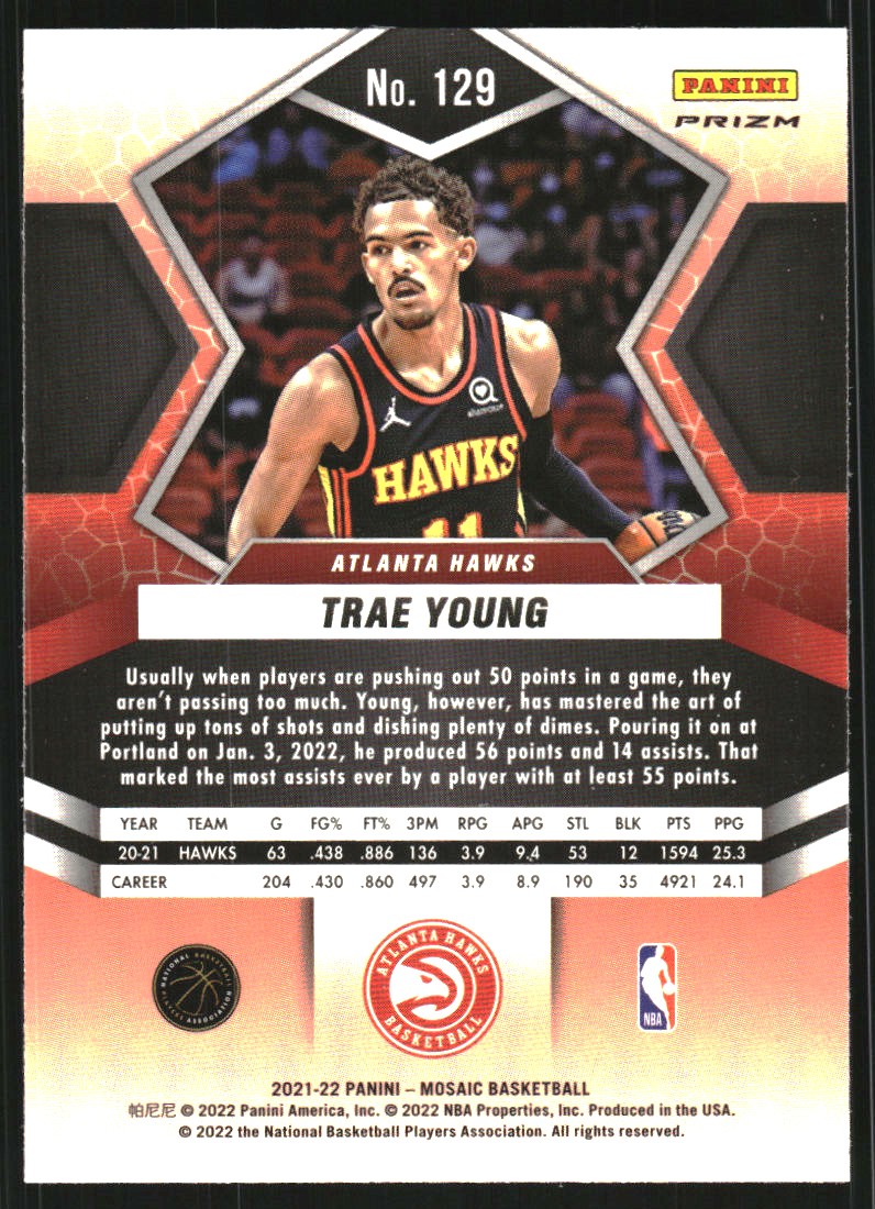 2021-22 Panini Mosaic Silver #129 Trae Young