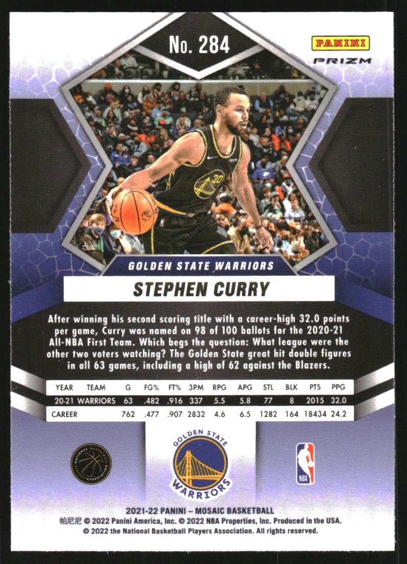 2021-22 Panini Mosaic Silver #284 Stephen Curry ALL