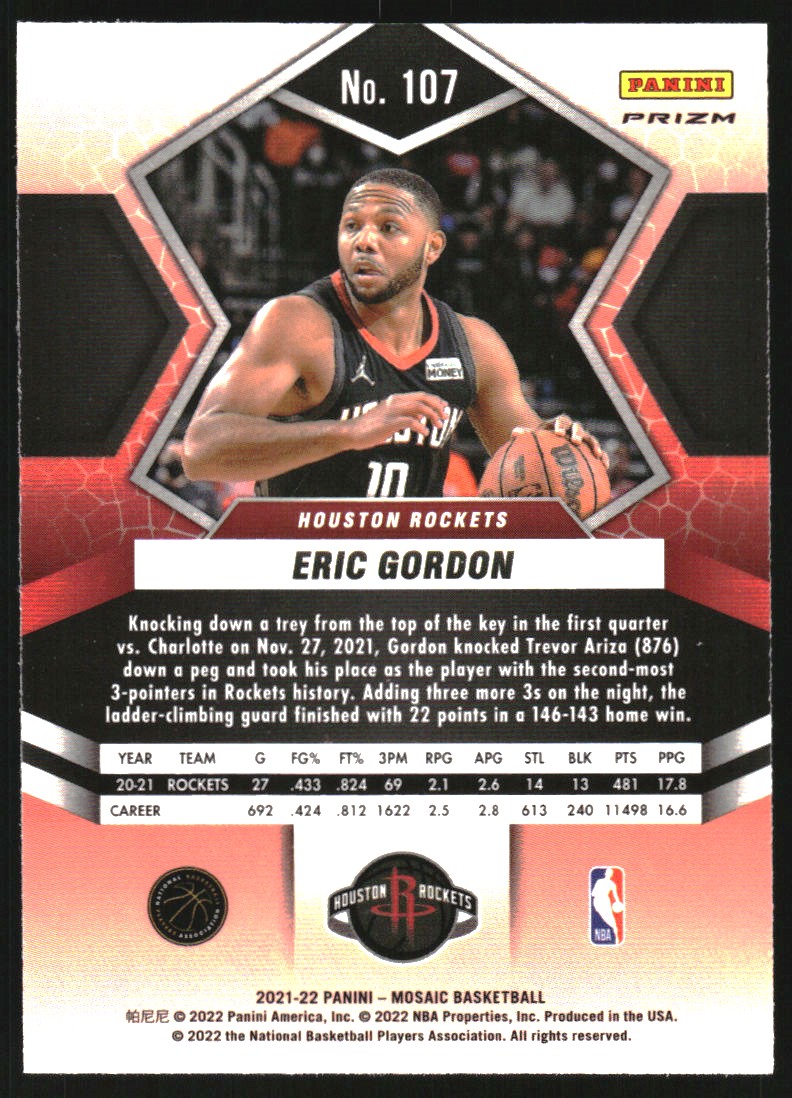 2021-22 Panini Mosaic White Sparkle #107 Eric Gordon