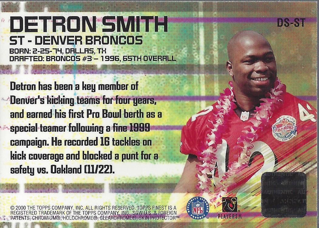 2000 Finest Moments Pro Bowl Jerseys #DSST Detron Smith back image
