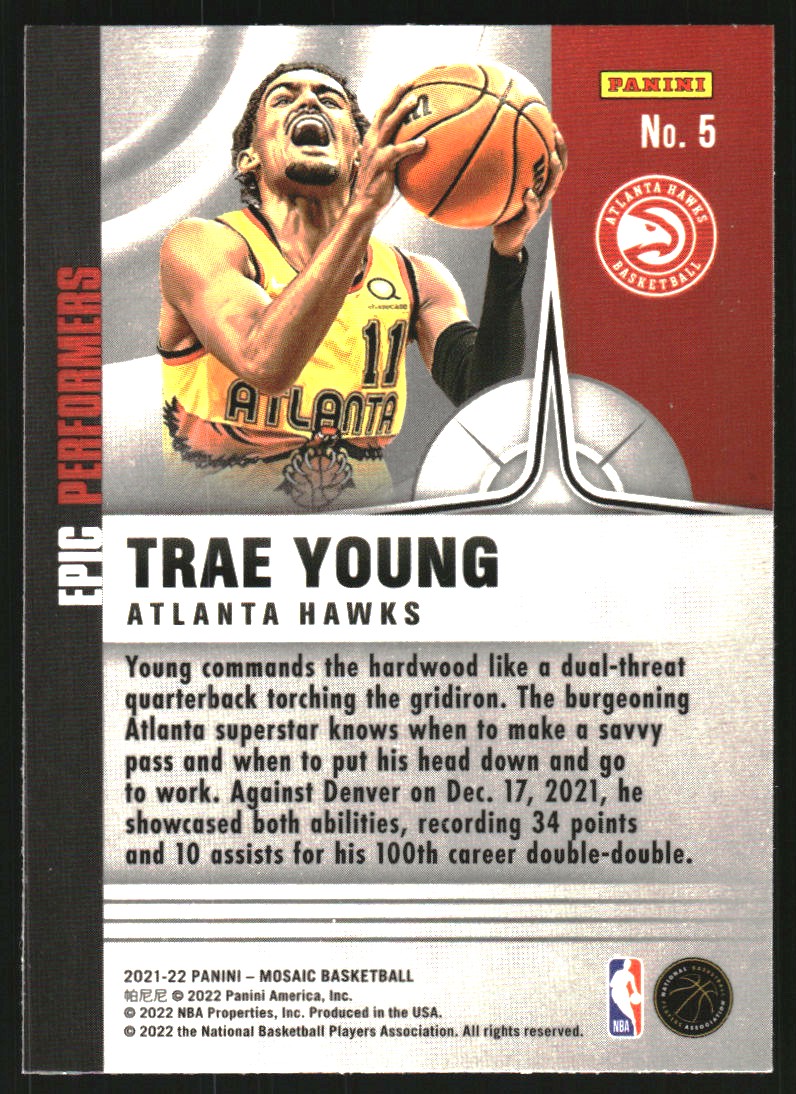 2021-22 Panini Mosaic Epic Performers #5 Trae Young