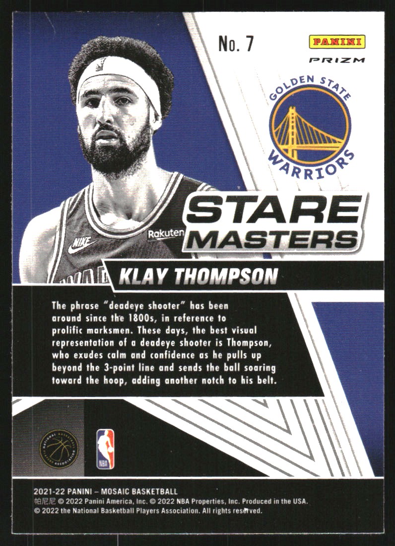 2021-22 Panini Mosaic Stare Masters Fast Break Silver #7 Klay Thompson