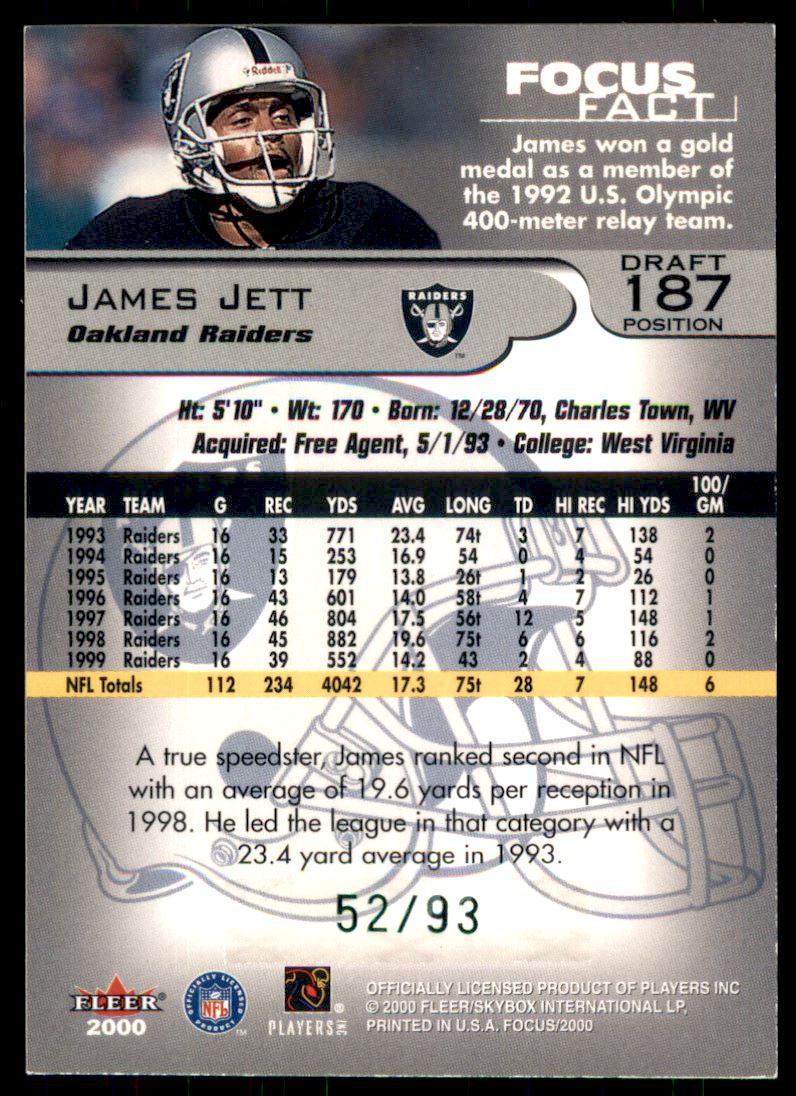 2000 Fleer Focus Draft Position #187 James Jett/93 back image