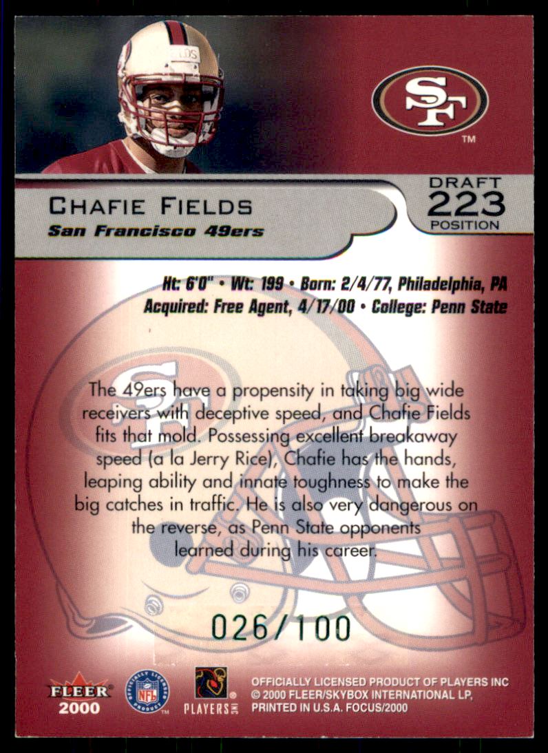 2000 Fleer Focus Draft Position #223 Chafie Fields/100 back image