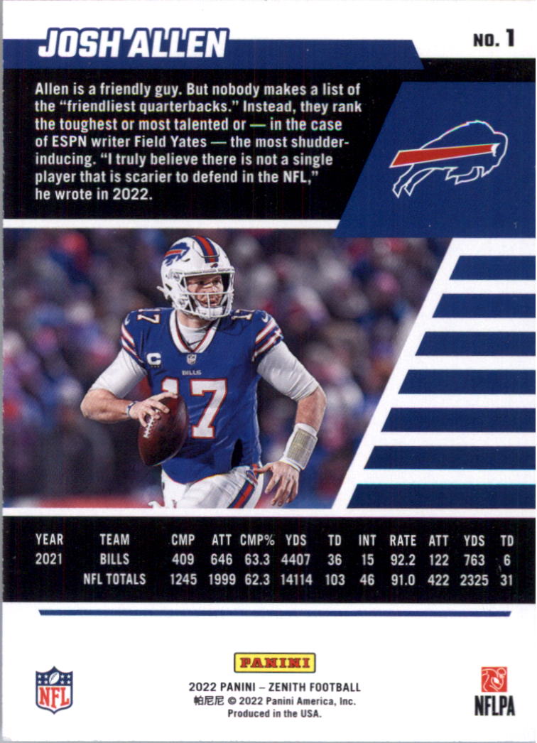 2022 Zenith Retail Football Card Pick (Base)