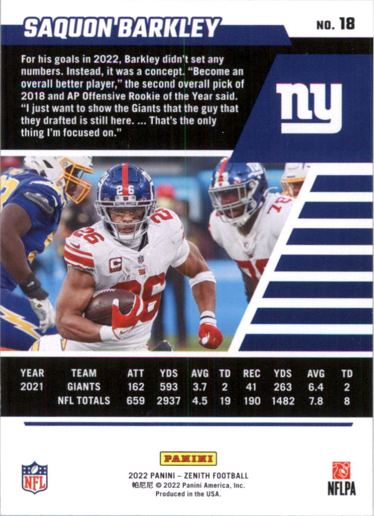 2022 Zenith Retail Football Card Pick (Base)