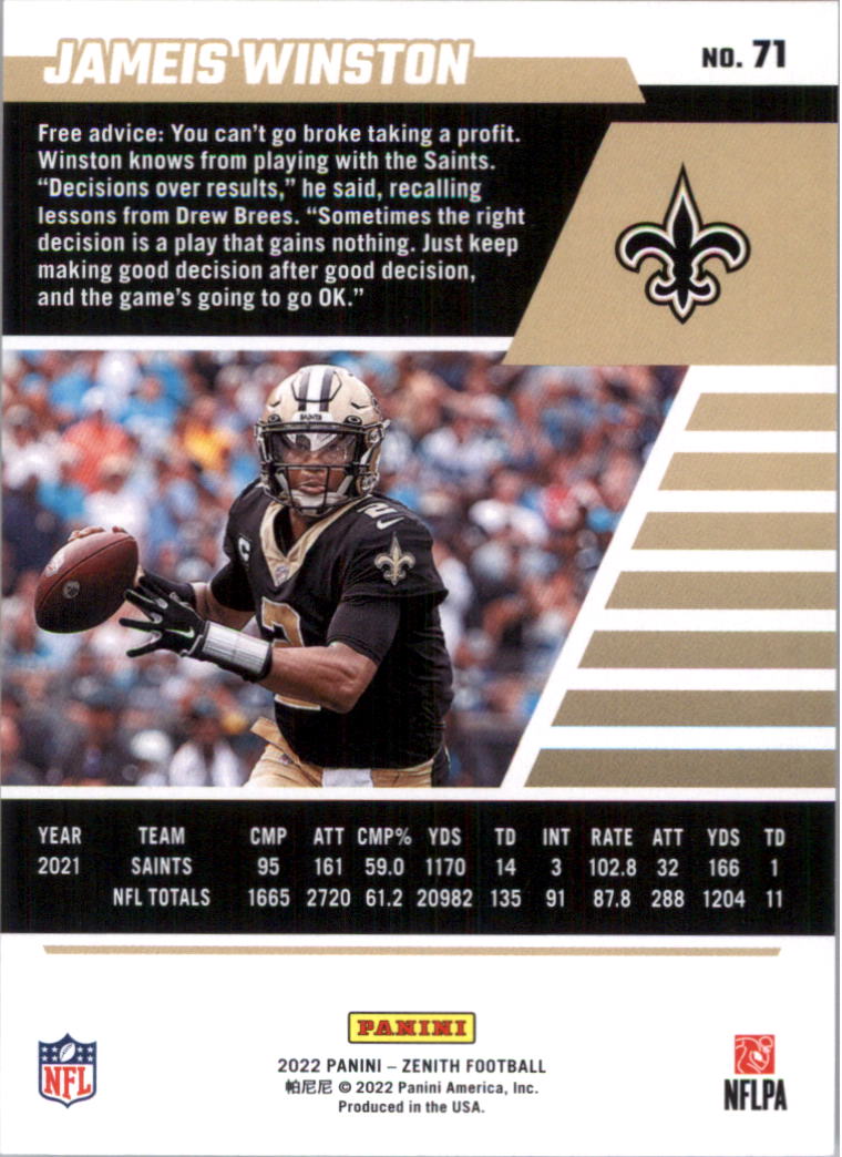 2022 Zenith Retail Football Card Pick (Base)