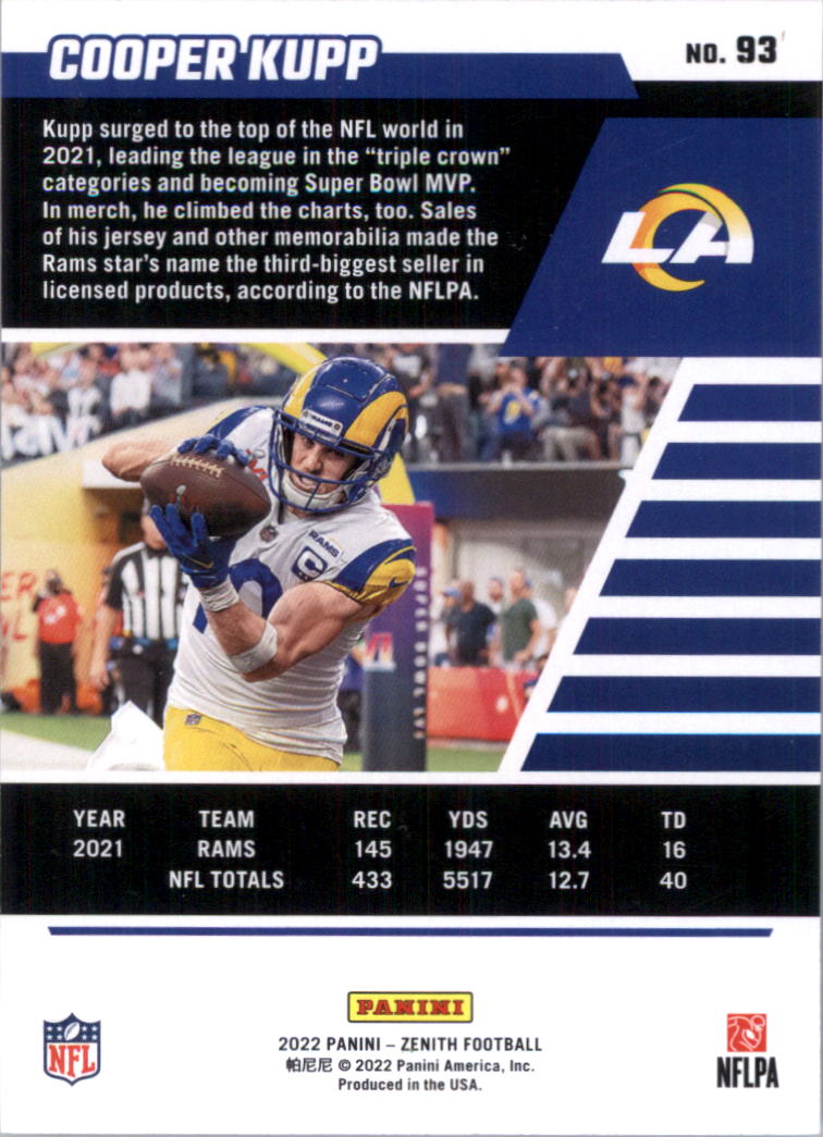 2022 Zenith Retail Football Card Pick (Base)