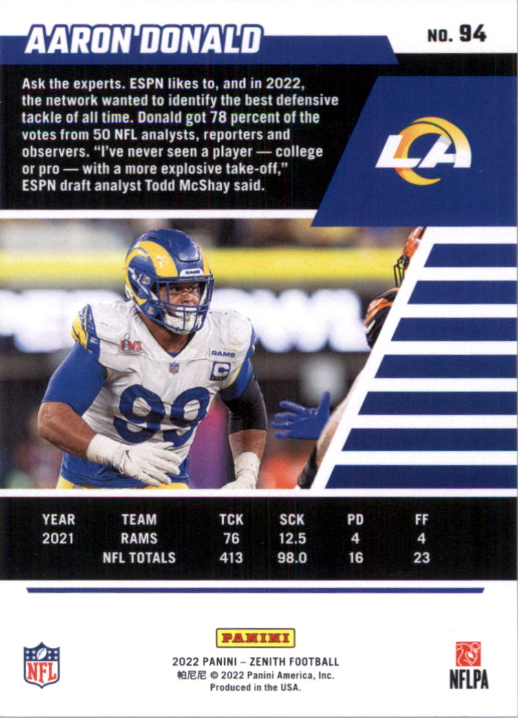 2022 Zenith Retail Football Card Pick (Base)