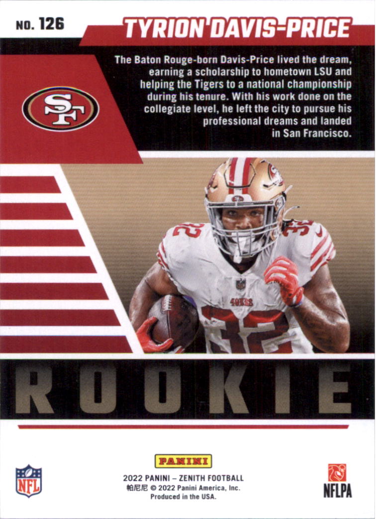 2022 Zenith Retail Football Card Pick (Base)