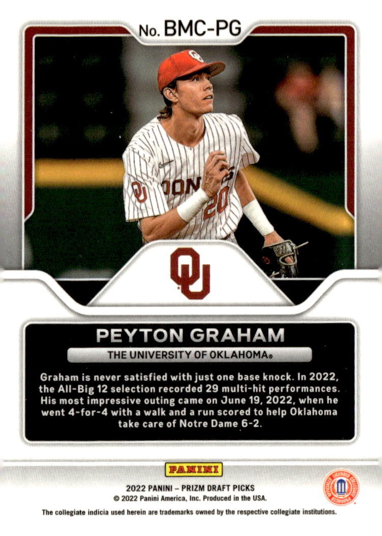 2022 Panini Prizm Draft Picks Big Man on Campus #17 Peyton Graham back image