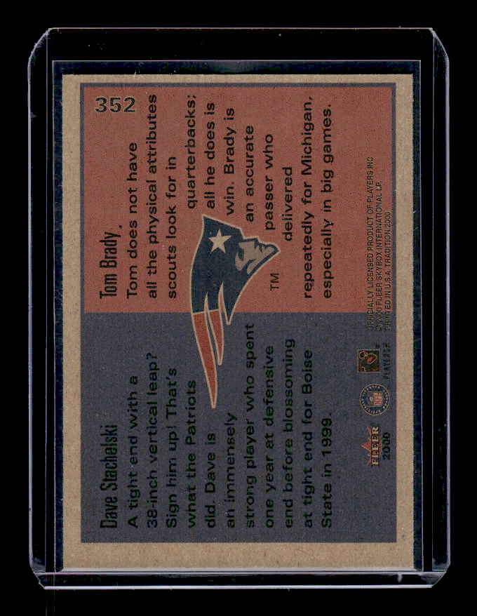 2000 Fleer Tradition #352 David Stachelski RC/Tom Brady RC back image