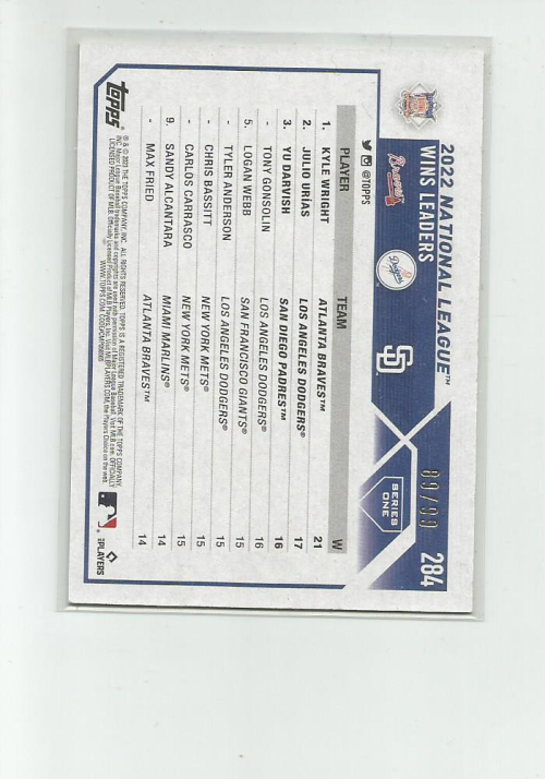 2023 Topps Vintage Stock 284 Yu Darvish/Julio Urias/Kyle Wright LL