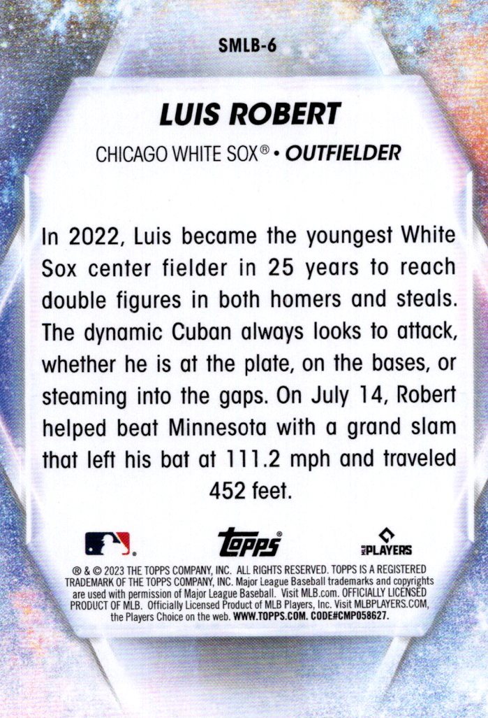 2023 Topps Luis Robert Stars Of MLB Foil Insert #SMLB-6 Chicago White Sox