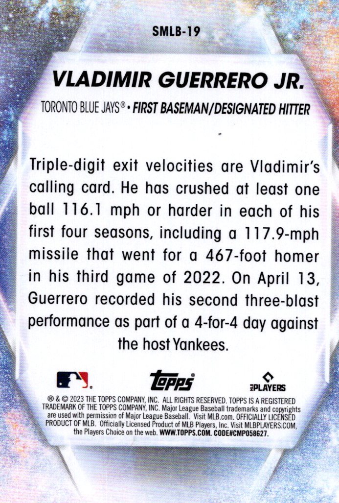  Vladimir Guerrero Jr. 2023 Topps All Star Game #216 NM+-MT+ MLB  Baseball Blue Jays : Collectibles & Fine Art