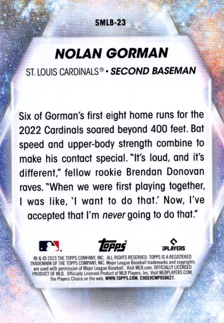 Nolan Gorman - 2023 MLB TOPPS NOW® Card 109 - PR: 904