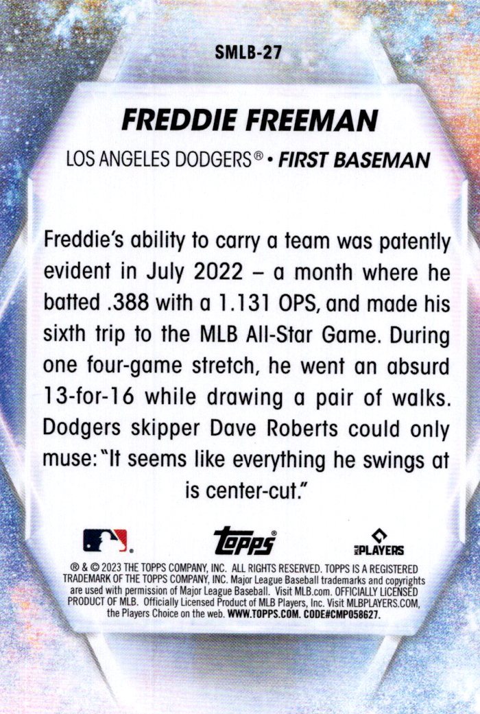 2023 Topps Stars of MLB #SMLB27 Freddie Freeman - NM-MT