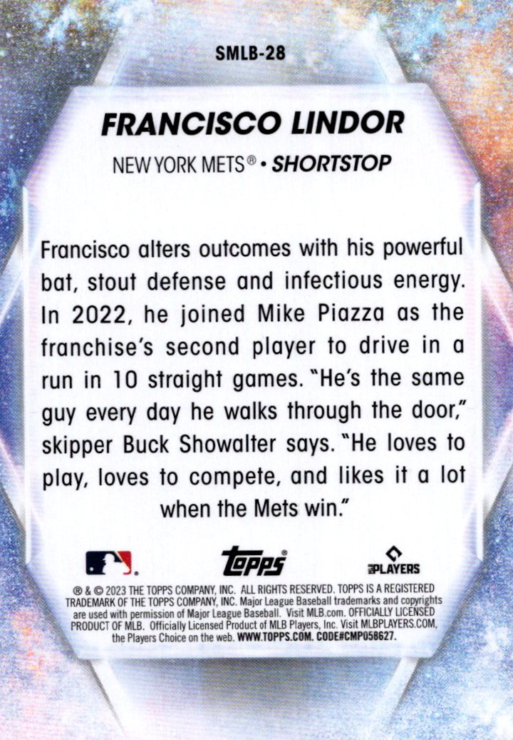 2023 Topps Stars of the MLB #SMLB28 Francisco Lindor - NM-MT - The