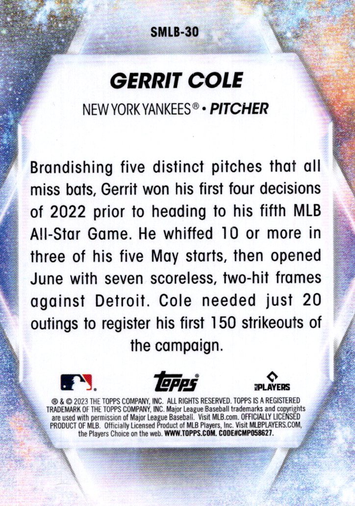 2023 Topps Series 1 Stars of MLB Gerrit Cole #SMLB-30