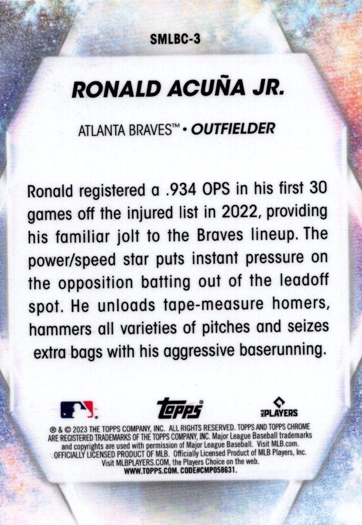 On-Card Autograph # to 99 or Lower - Ronald Acuña Jr. - 2023 MLB TOPPS NOW®  Stars of the Postseason