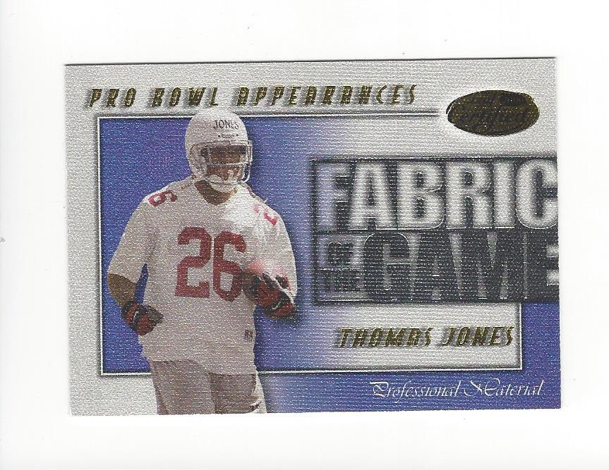 2000 Leaf Certified Fabric of the Game #FG24 Thomas Jones/1000