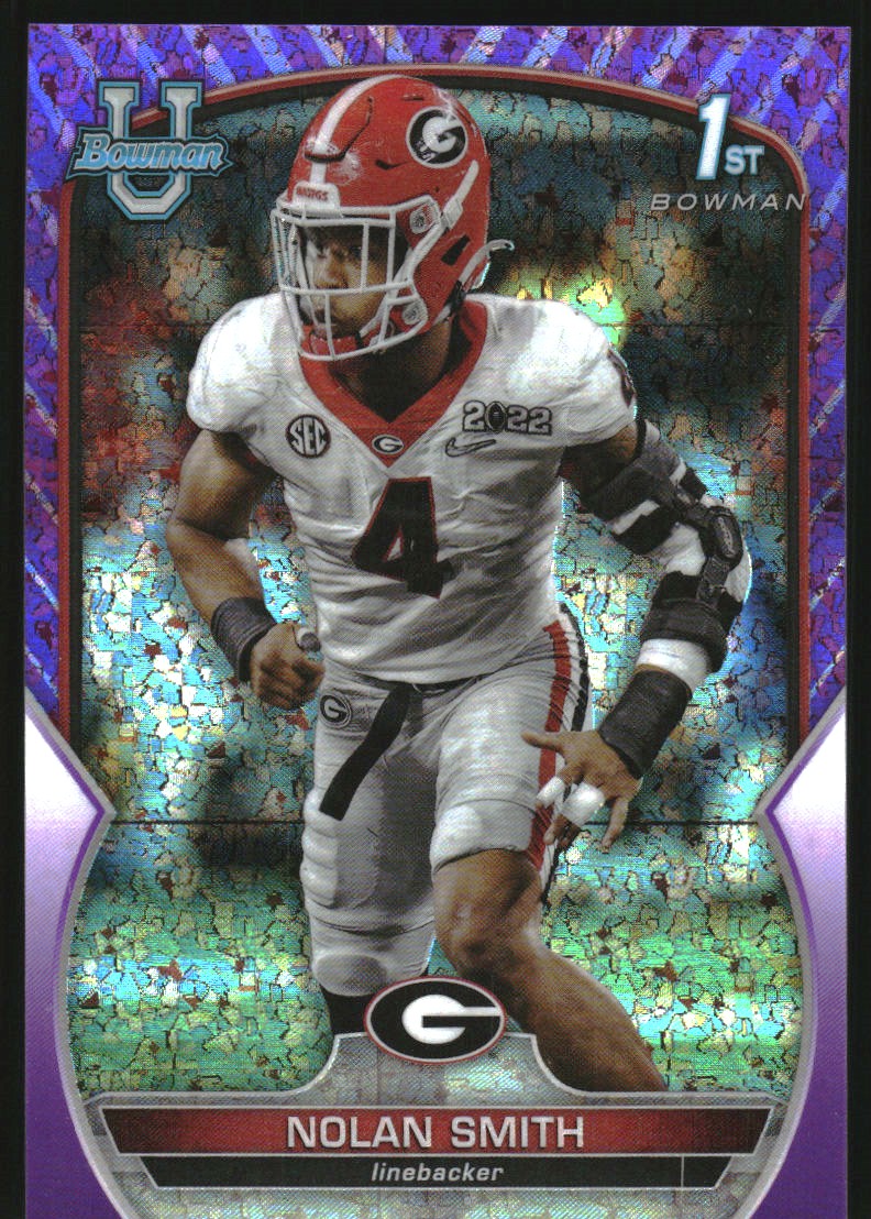 2022 Bowman Chrome University Purple Mini-Diamond Refractors #33 Nolan Smith