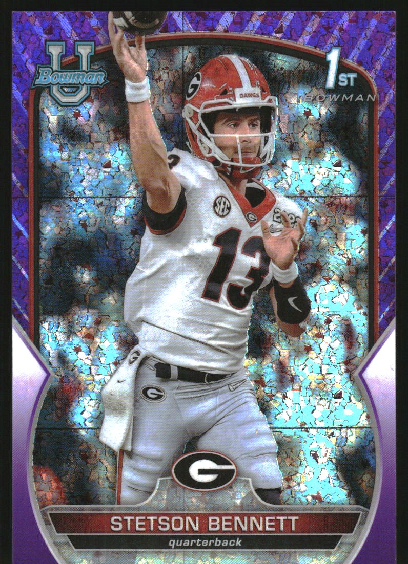 2022 Bowman Chrome University Purple Mini-Diamond Refractors #39 Stetson Bennett