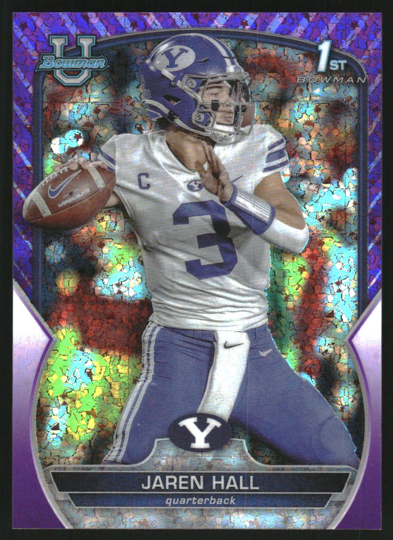2022 Bowman Chrome University Purple Mini-Diamond Refractors #85 Jaren Hall