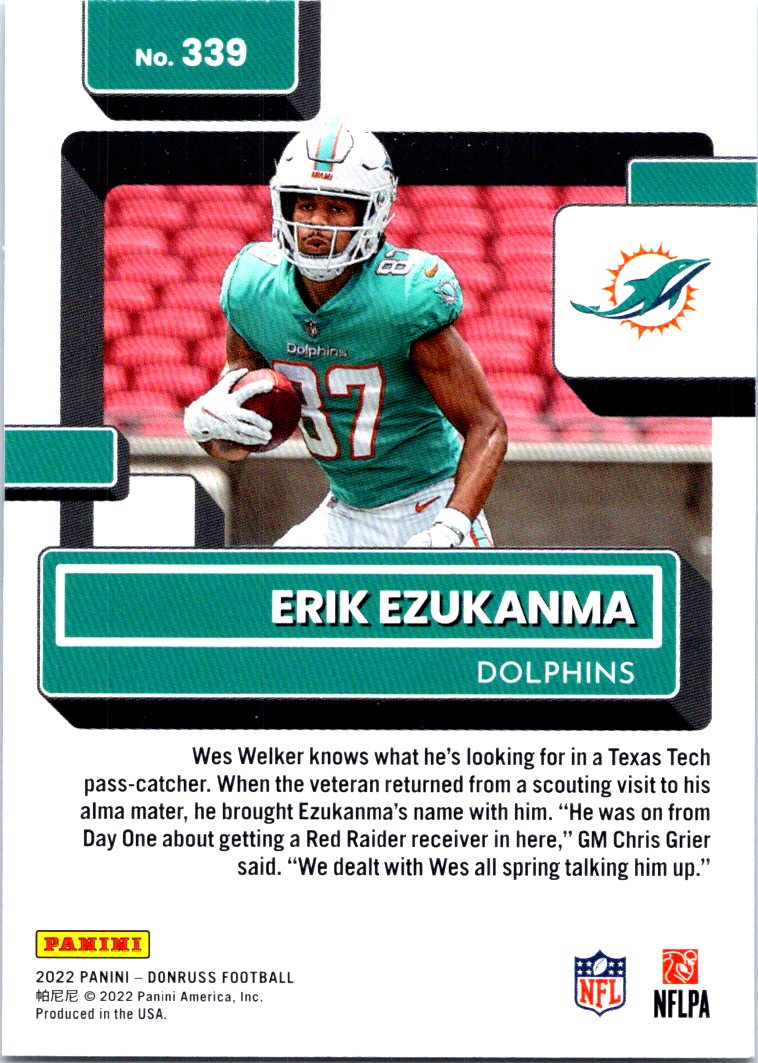 2022 Donruss #339 Erik Ezukanma RR RC - NM-MT - The Dugout