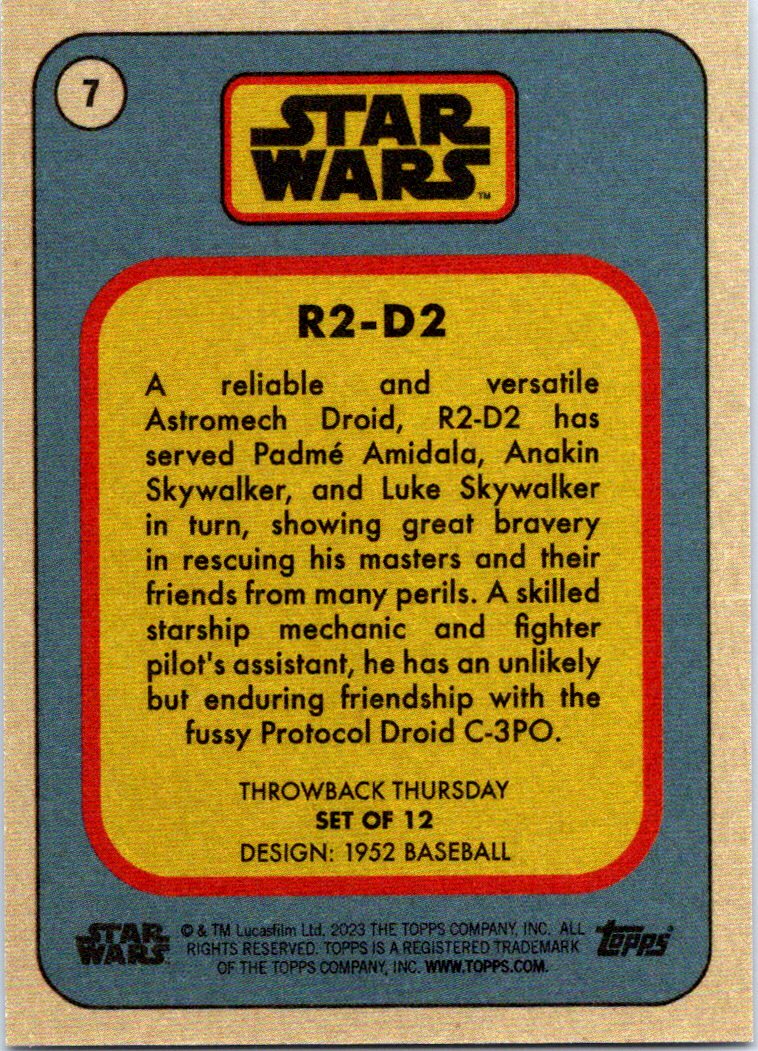 2023 Topps Throwback Thursday Star Wars #7 R2-D2 - NM-MT - The Dugout ...