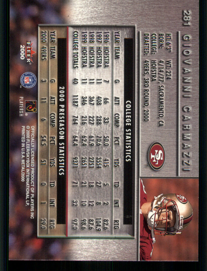 2000 Metal (Fleer) Football "Main Set" Cards - Picture 98 of 118