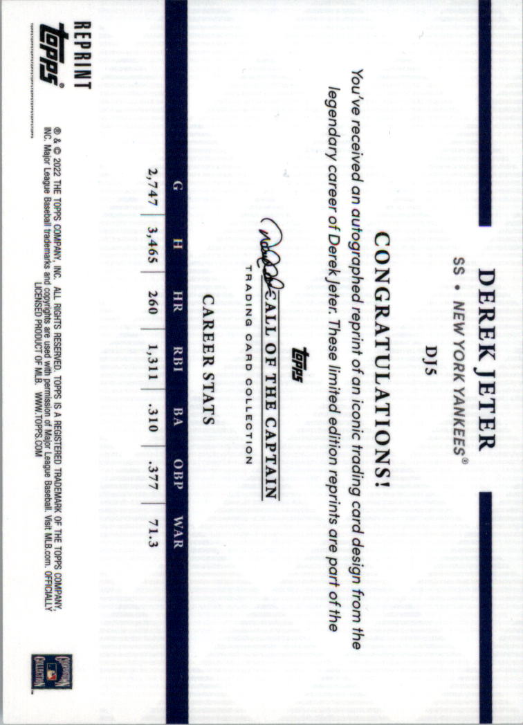 2022 Topps X Derek Jeter Call of the Captain 22 Years of Topps ristampe SCEGLI - Foto 5 di 25