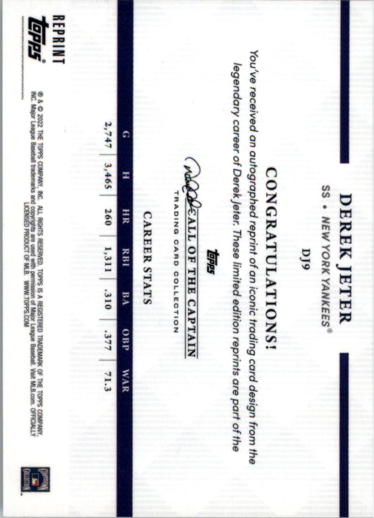 2022 Topps X Derek Jeter Call of the Captain 22 Years of Topps ristampe SCEGLI - Foto 11 di 25