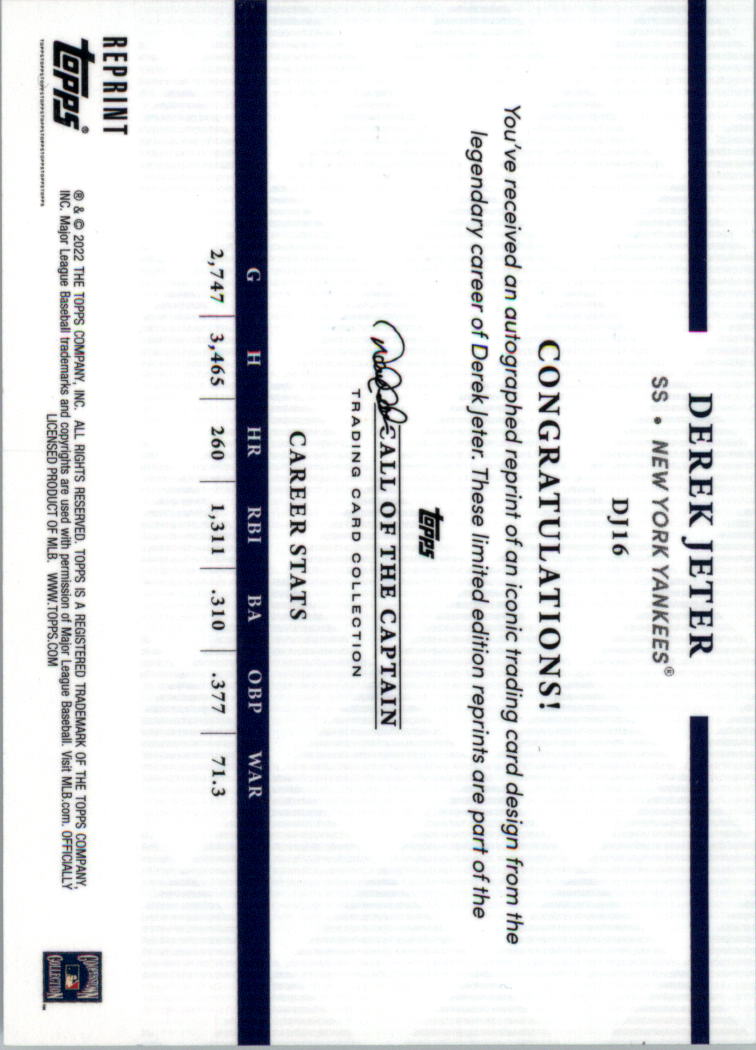 2022 Topps X Derek Jeter Call of the Captain 22 Years of Topps ristampe SCEGLI - Foto 21 di 25