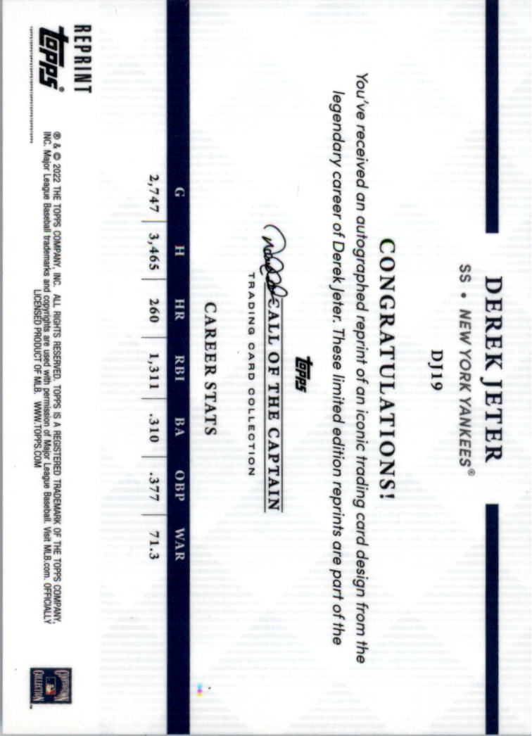 2022 Topps X Derek Jeter Call of the Captain 22 Years of Topps ristampe SCEGLI - Foto 23 di 25