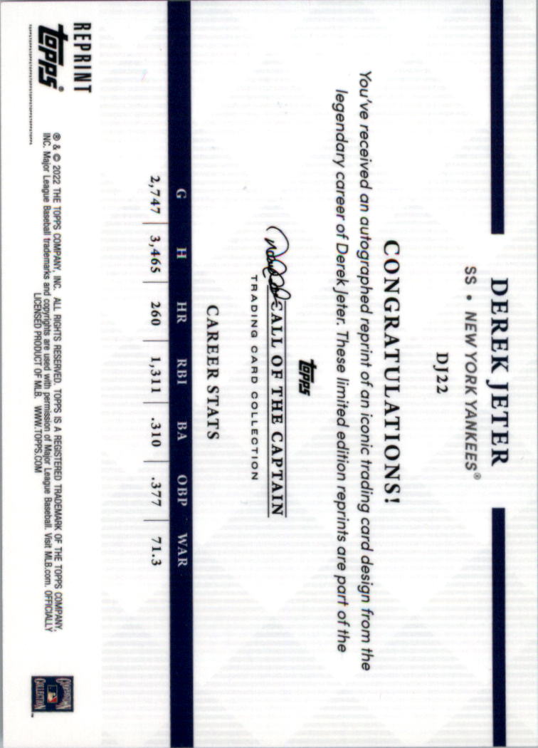 2022 Topps X Derek Jeter Call of the Captain 22 Years of Topps ristampe SCEGLI - Foto 25 di 25