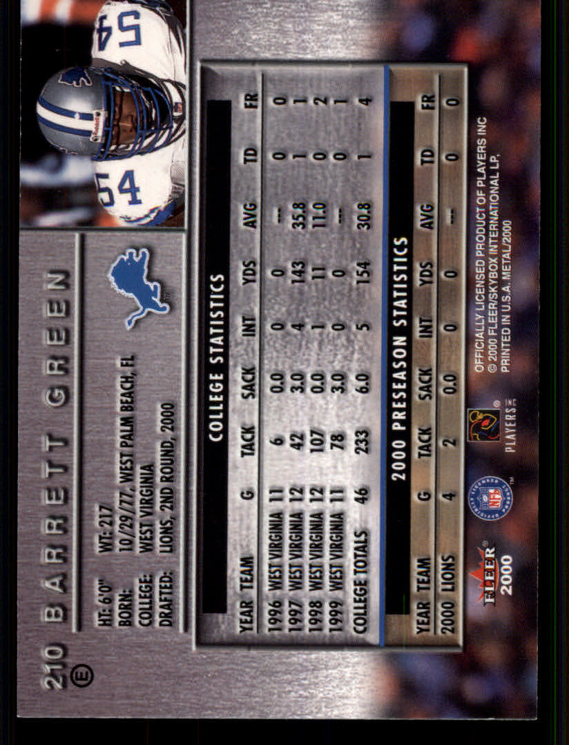 2000 Metal (Fleer) Football "Emerald" Parallel Cards - Picture 23 of 45