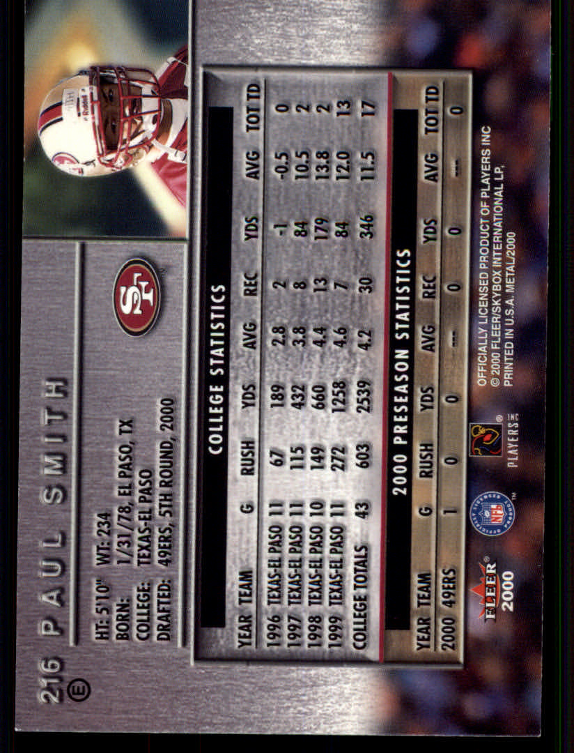 2000 Metal (Fleer) Football "Emerald" Parallel Cards - Picture 27 of 45