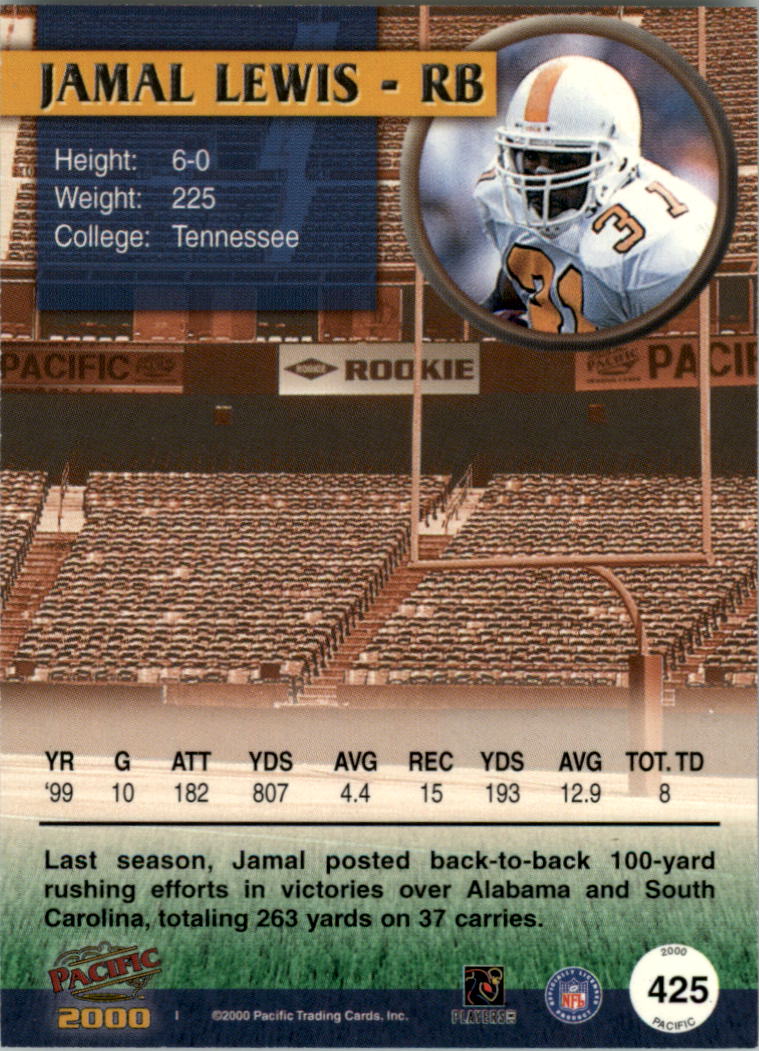 2000 Pacific Platinum Blue Draft Picks #425 Jamal Lewis back image