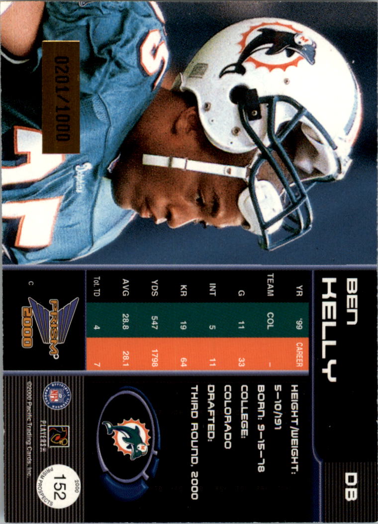 2000 Pacific Prism Prospects #152 Ben Kelly RC back image